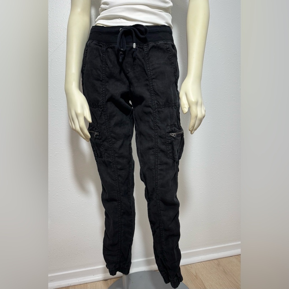 Athleta Linen Cargo Joggers in Faded Black